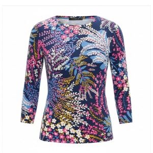 Talbots Audrey 100% Cashmere Sweater Floral Poppin Garden Print sz XL NEW